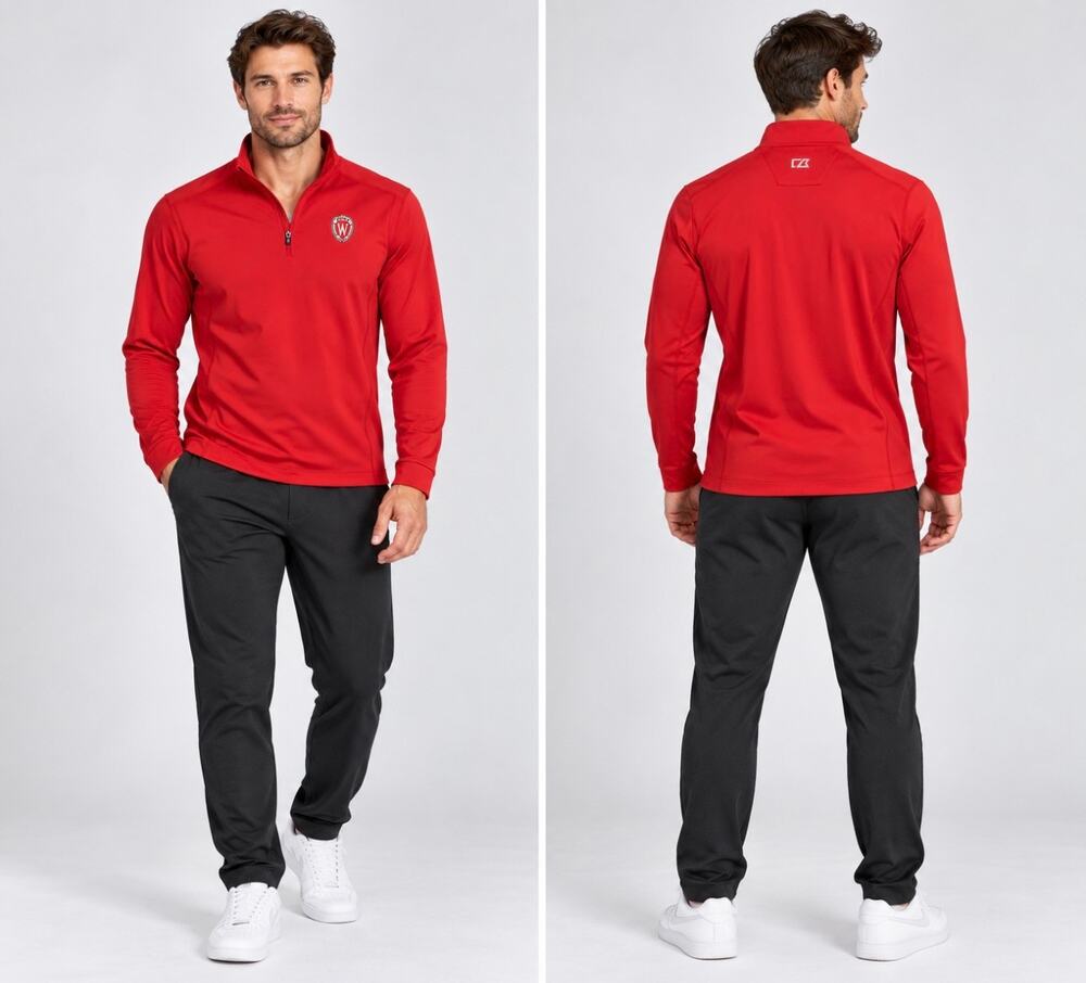 Cutter & Buck Wisconsin Badgers Men’s XL Red Quarter Zip Pullover Golf NCAA